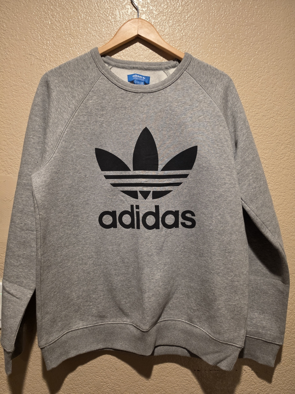 adidas Gray Crewneck Sweatshirt with Black Trefoil Logo